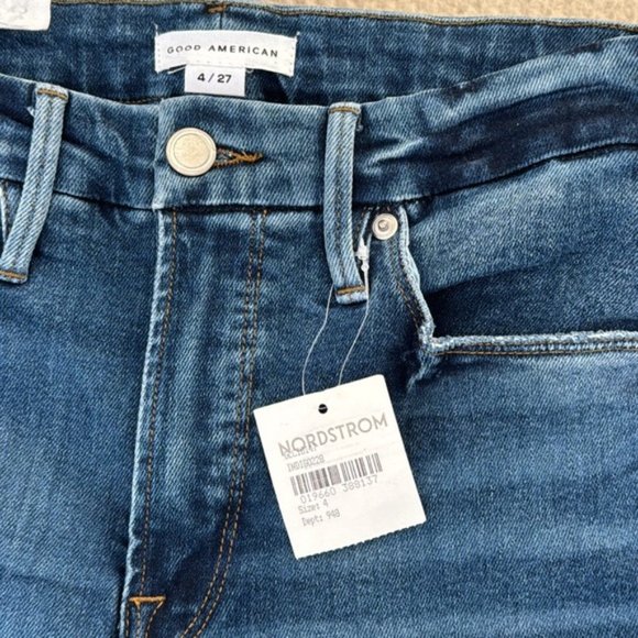 Good American Blue Distesssed Light Compression Skinny Jeans Size 27 NWT - Picture 9 of 9